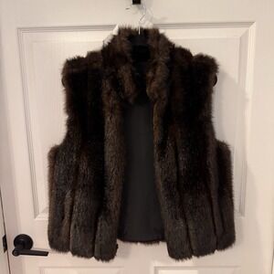 Carolina Colours Womens Reversible Dark Brown Faux Fur/ Black‎ Poly Vest- Small